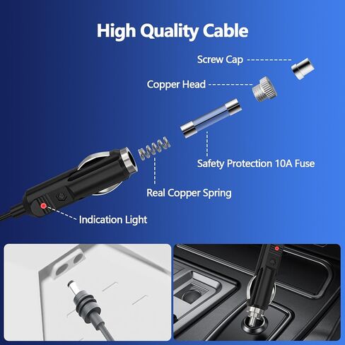 كابل الطاقة المصغرة في Starlink - 3M/10ft 12-24V سجائر أخف وزناً كابل طاقة مكافحة للماء 18AWG (3 في 1) للملحقات المصغرة في Starlink in Saudi Arabia