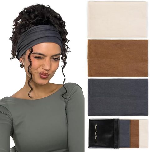 Huachi Bandana Headbands for Women Non Slip, Thick Womens Headbands Boho Elastic Hair Bands for Women's Hair, Stretchy Sweat Headband for Workout Running Working in Saudi Arabia