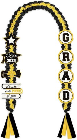 تخرج Leis Decorations 2025 - شريط التخرج المزدوج المصنوع يدويًا مع دبابيس بريق له له تهانينا لكلية هدايا الخريجين (Blue & Gold) in Saudi Arabia