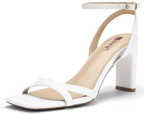 IDIFU IN3 Strappy Heels for Women Low Short Block Chunky Heeled Sandals Square Open Toe Cross Toe Straps Wedding Prom Graduation Dress Shoes Comfortable Cute Trendy Casual Ankle Strap Heels in Saudi Arabia