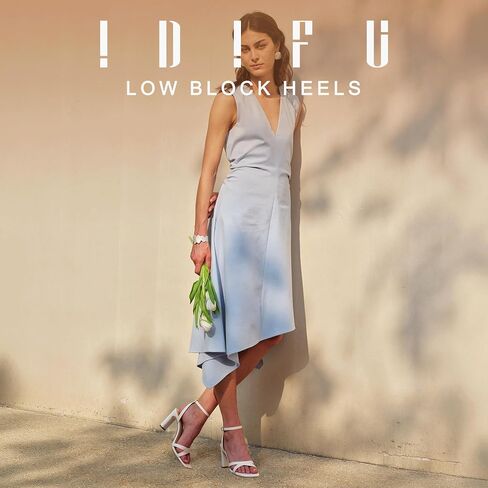 IDIFU IN3 Strappy Heels for Women Low Short Block Chunky Heeled Sandals Square Open Toe Cross Toe Straps Wedding Prom Graduation Dress Shoes Comfortable Cute Trendy Casual Ankle Strap Heels in Saudi Arabia