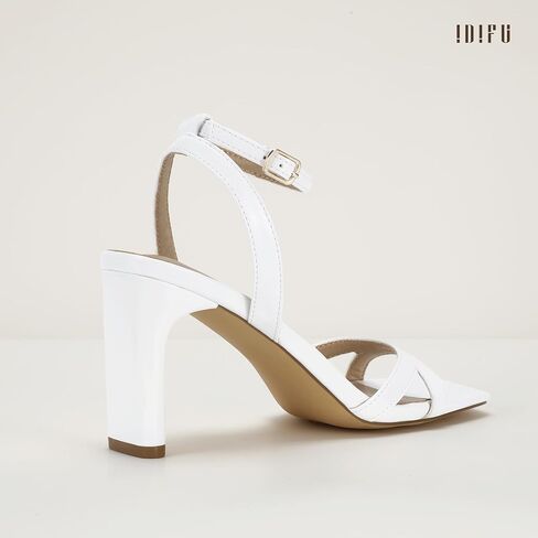 IDIFU IN3 Strappy Heels for Women Low Short Block Chunky Heeled Sandals Square Open Toe Cross Toe Straps Wedding Prom Graduation Dress Shoes Comfortable Cute Trendy Casual Ankle Strap Heels in Saudi Arabia