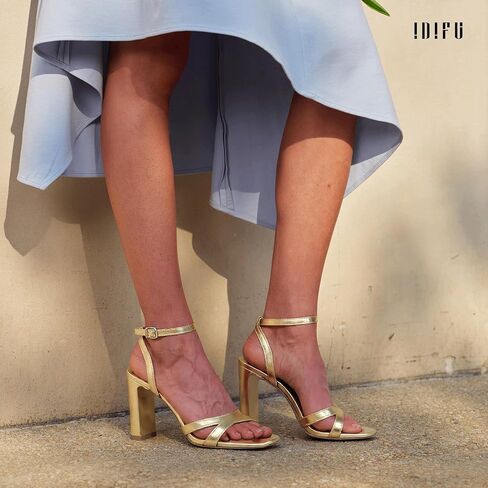 IDIFU IN3 Strappy Heels for Women Low Short Block Chunky Heeled Sandals Square Open Toe Cross Toe Straps Wedding Prom Graduation Dress Shoes Comfortable Cute Trendy Casual Ankle Strap Heels in Saudi Arabia
