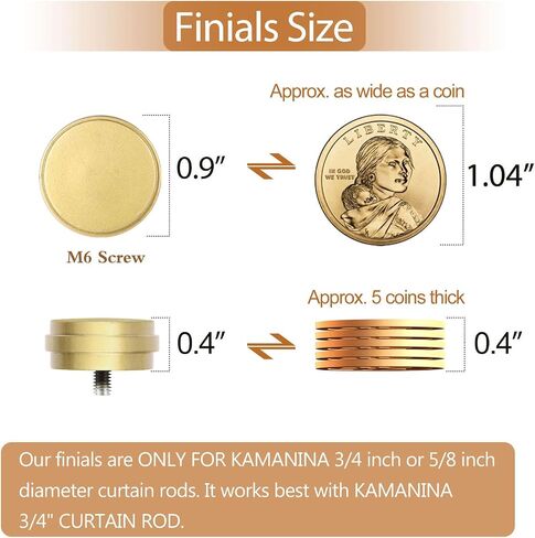 KAMANINA Bronze Replacement Finials for 3/4 or 5/8 Inch Curtain Rods, Modern Drapery Rod Finials with M6 Standard Screws, End Cap Style,2 Pack in Kuwait