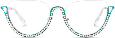 Zeelool Half Frame Cat Eye Glasses With Shiny Diamonds Sparkle ZJGM219641 in Saudi Arabia