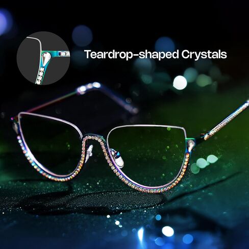 Zeelool Half Frame Cat Eye Glasses With Shiny Diamonds Sparkle ZJGM219641 in Saudi Arabia