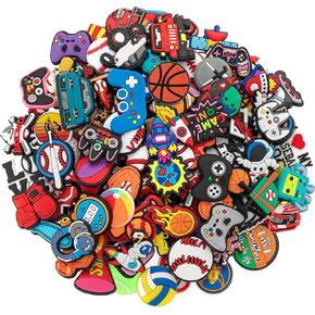30,50,100pcs Random Shoe Charms for Boys Teens Cute Shoe Decoration Charms for Shoes Wristband Bracelet Clog Sandals Party Favors Gifts Sports Game Astronaut Accessories