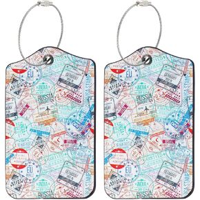 2 Pack Luggage Identifiers for Suitcases, Retro Travel Luggage Tags for Suitcases Women, Tag with Privacy Flap for Travel Bag