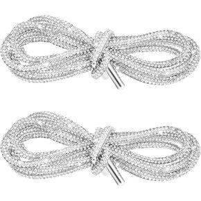 2 Pcs Pink Shoe Laces Rhinestone Shoe Laces Pink Glitter Rope Crystal Glitter Rope Bling Hoodie String Drawstring Cords Replacement Shiny Crystal Drawstring For Sweatpants Sneakers