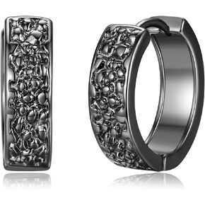 Black Hoop Earrings Cubic Zirconia Earrings for Men Iced Out Black Diamond Earrings Huggie Earrings for Women Jewelry Gift