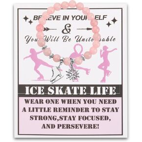 LQRI Skating Gift Ice Skating Charm Bead Bracelet Skate Gift Figure Skating Gift Ice Skating Lover Jewelry Skater Gift