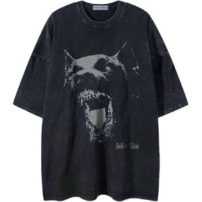 Aelfric Eden Oversized Tees Graphic Dog Print Tshirt Washed Cotton Short Sleeve Summer Streetwear Vintage Unisex Tops