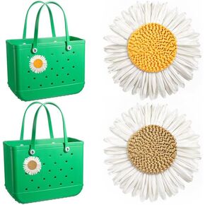 YIXIPAZH Flower Charms for Bogg Bag, Cute Decorative Charm Compatible with Bogg Bag Original All Models,Raffia Flower Accessories Charm, Daisy Charms Insert Decorative for Handbag Beach Tote Bag