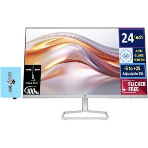 HP 24" FHD IPS (1920x1080) Monitor (Replaces M24f) Bundle with Docztorm Dock, 100Hz Refresh Rate, 1x HDMI 1.4, 1x VGA, Flicker-Free, Ideal for Home & Business, Black/Silver (2024 Latest Model)