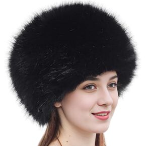 Women's Faux Fur Hat for Winter Warm Plush Fuzzy Cossack Russian Style Hat Warm Fuzzy Fluffy Bucket Hat for Winter