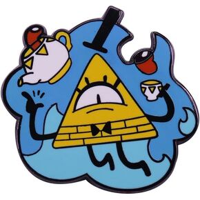 Bill Cipher Demon Teapot Gravity Cartoon 1.5 "شارة دبوس المينا
