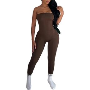 صدى النساء مثير bodycon بذلة بلا أكمام قبالة أنبوب الكتف العلوي نحيف بانت رومبر S-l
