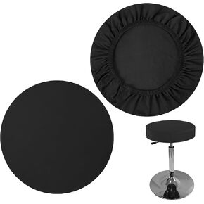 Giantree 2Pcs Bar Stool Covers, Stool Covers Round, 11-14 Inch Covers Stool Bar Non-Slip Stool Seat Covers, Washable Soft Elastic Chair for Bar Round Chair(Black)