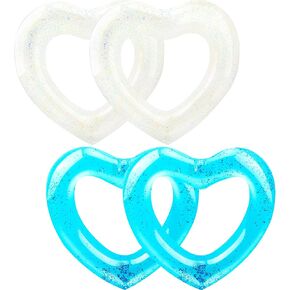 4 Pack Inflatable Swim Rings Float Heart Shaped Swimming Circle Pool Floats for Adults Pool Beach Party Supplies, 47.2 x 39.4 Inch