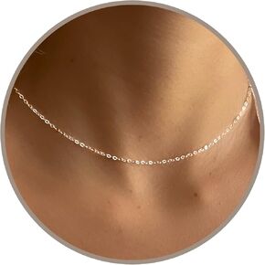 Annika Bella Dainty Silver Choker, 925 Sterling Silver Chain Necklace, Sparkly Chain Collar Necklace, Chokers for Women, Everyday Delicate Jewelry