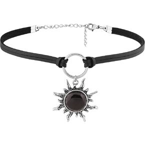 Sacina Gothic Boho Celestial Sun Choker, Black Choker, Boho Goth Necklace, Halloween Christmas Jewelry Gift For Women