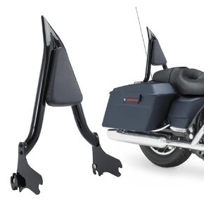 Black Sissy Bar, Detachable 24" Tall Passenger Backrest Rear Pad Compatible for Harley Touring CVO Road King Street Glide Road Glide Electra Glide 1997-2008