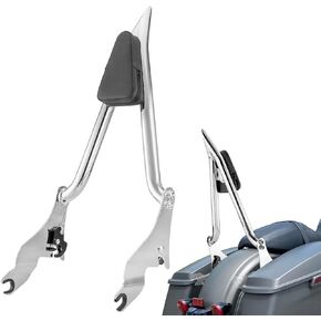 Wsays 27" Tall Sissy Bar 1.3" Fat Detachable Passenger Backrest w/Pad Compatible with Harley Touring Road King Street Electra Road Glide 2009-2024 Chrome