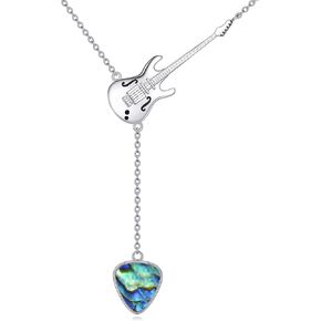 Guitar Necklace Guitar Pick Necklace 925 Sterling Silver Guitar Y Necklace Guitar Jewelry for Women Guitar Lovers
