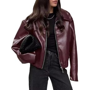 NIFTRIRY Women Leather Jackets Oversized Faux Motorcycle Jacket Coat Fall Outfits Fashion Clothes 2025