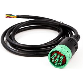 Green Type 2 J1939 Male to Open Pigtail 9pin Cable Truck Diagnostic Scanner Cable