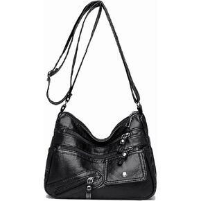 Crossbody Bag for Women Soft PU Leather Hobo Handbag Multi-Pocket Shoulder Bag Ladies Casual Messenger Bags