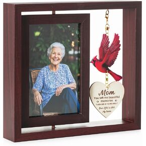 Sympathy Gifts for Loss of Loved One: Double 4x6 Photos, Cardinal Memorial Picture Frame for Mother, Remembrance Gift in Loving Memory with Touching Text