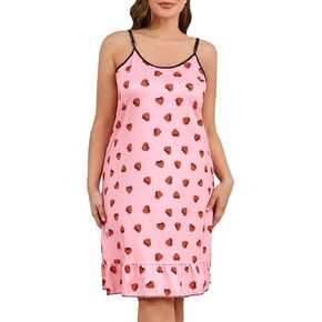 Shenhe Women's Plus Size Size Flysless Huffle Hem Lightgown Pajama Dress مع قناع العين