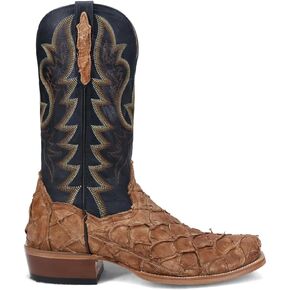 Dan Post Boots Mens Riggs Pirarucu Embroidered Square Toe Pull On Dress Boots Mid Calf - Black, Brown in Saudi Arabia