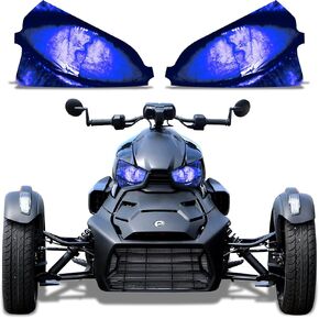 AMR Racing Roadster Headlight Eye Graphics Decal Cover Compatible with Can-Am Ryker 2019-2022 - Corrupt Blue (AMR22396)