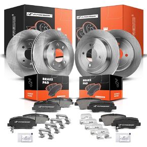 A-Premium Front Vented & Rear Solid Disc Brake Rotors + Ceramic Pads Kit Compatible with Select Hyundai and Kia Models - Accent & Rio 2012 2013 2014 2015 2016 2017, 12-PC Set