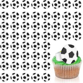 Barydat 48 Pcs Soccer Cupcake Topper Soccer Rings Sports Party Decorations Cupcake Rings for Boys Kids Birthday Sports Ball Game Theme Party Supplies Favors Decorations Gifts in Kuwait