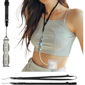 Peritoneal Dialysis Catheter Holder Accessories for Baxter, PD Transfer Set Catheter Shower Holder, Peritoneal Dialysis Accessories with 2 Ajustable Lanyards Black