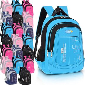 20 Pcs 17 Inch School Backpacks for Kids Large Classic Student Backpacks Bulk with Adjustable Padded Straps and Bottle Holder Backpacks for Boys Girls Back to School Supplies Donation Charities