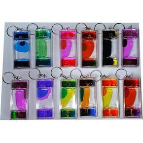 FKYTION Liquid Motion Bubbler Key Chain Pack of 8 Great Desktop Colorful Hourglass Liquid Bubbler Small Calming Relaxing Toys (Rainbow series, Pack of 8)