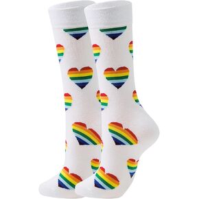 Zando LGBTQ Pride Socks Men Rainbow Striped Socks Rainbow Lgbtq Stuff Gifts for Gay Men Pride Festivals Size 10-13