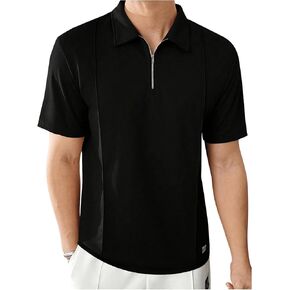 Verdusa Men's Quarter Zip Pullover Collared Shirt Golf Shirts Short Sleeve Tennis Shirts