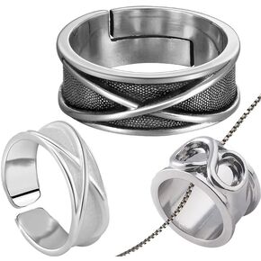 3Pcs Anime GKBlack Ring,Time Ring with Necklace Cosplay Prop Accessory (01)