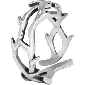 925 Sterling Silver Irregular Thorns Ring for Men Women Adjustable Branch Ring Gothic Jewelry