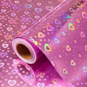MAYPLUSS Holographic Wrapping Paper - Mini Roll - 17 Inch X 32.8 Feet- Metallic Red Foil Design (47.3 sq.ft.ttl) in Kuwait