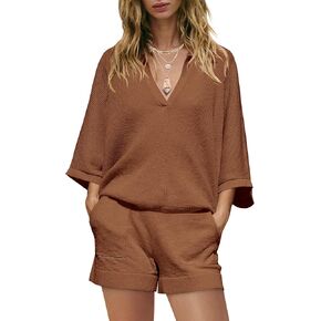 SENSERISE WOMENS 2 قطعة ملابس الصيف مجموعات مطابقة BATWING in Kuwait