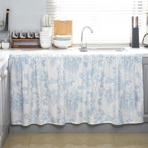 51 x 28 Inch Blue and White Flower Sink Curtain Skirt for Bathroom Floral Cabinet Curtains for Home Farmhouse Drape Under Desk Privacy Drape for Kitchen Bathroom Laundry Room