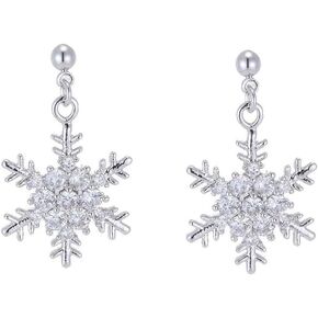 SLUYNZ Solid 925 Sterling Silver Sparkling CZ Snowflake Studs Earrings for Women Teens Snowflake Earrings Studs