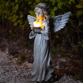 Angel Statue Outdoor Decor, Angel Gardening Gifts with Solar LED Lights