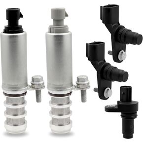 Intake & Exhaust VVT Camshaft Position Actuator Solenoid Valve, Camshaft Sensor, Crankshaft Sensor kit, Compatible with Buick GMC Pontiac Chevy Saab Saturn, Replace 12655420 12655421 12577245 12588992